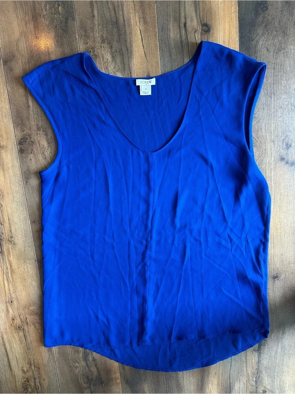 J.Crew Cobalt Blue Sleeveless Shell Blouse Career Top Size 4